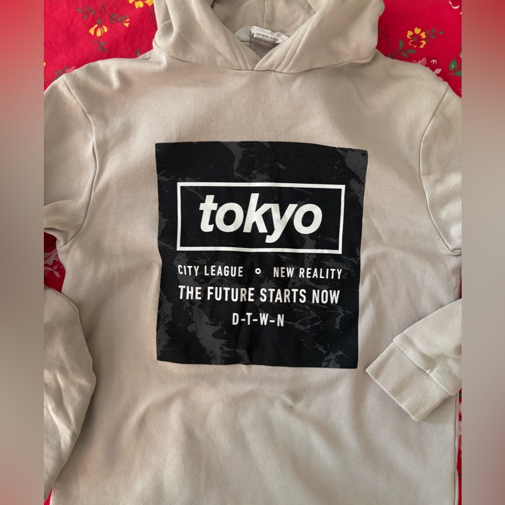 Beige Tokyo Graphic Hoodie
